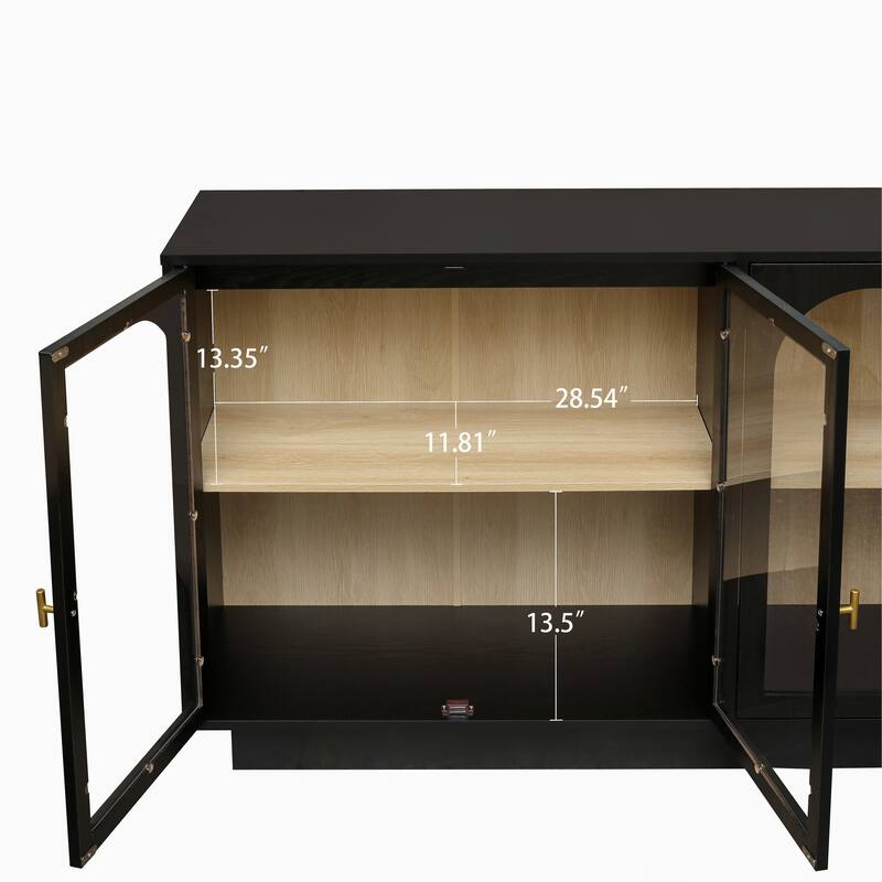 Display Cabinet Storage Cabinet Buffet Sideboard with Acrylic Door & Adjustable Shelves, Black Display Case TV Console Table
