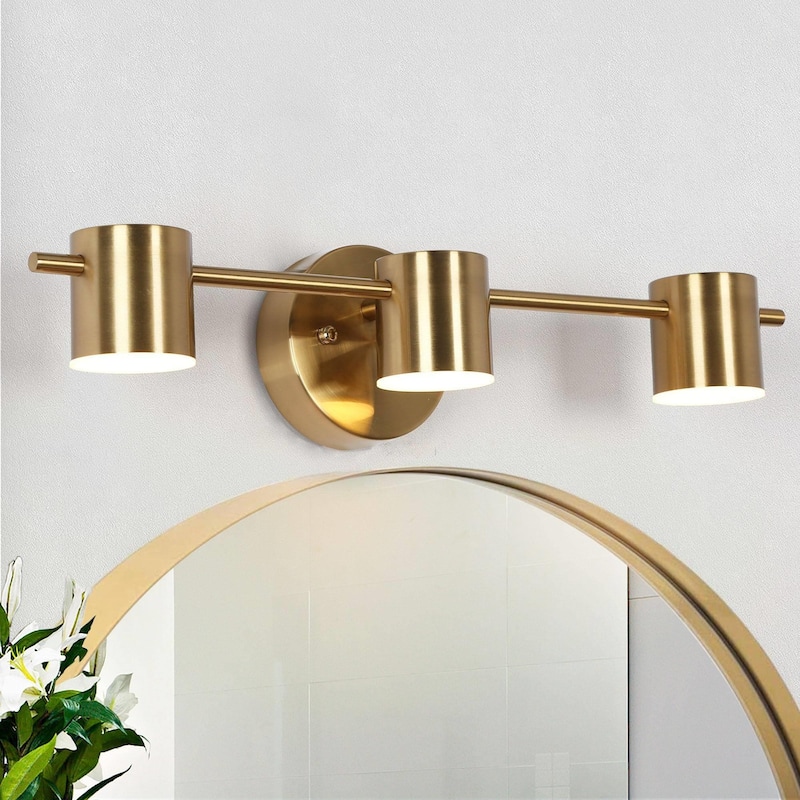 Modern 1/2/3-Light Gold Brass LED Bathroom Vanity Light Linear Wall Sconces