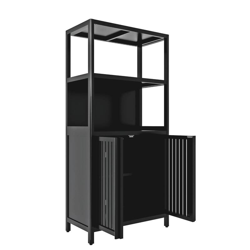 Versatile Bamboo Storage Solution: 2-Door Floor Cabinet for Bathroom, Kitchen & Entryway‌