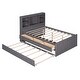 preview thumbnail 45 of 46, Twin Size Platform Bed with Storage Headboard, Charging Station, Twin Size Trundle and 3 Drawers