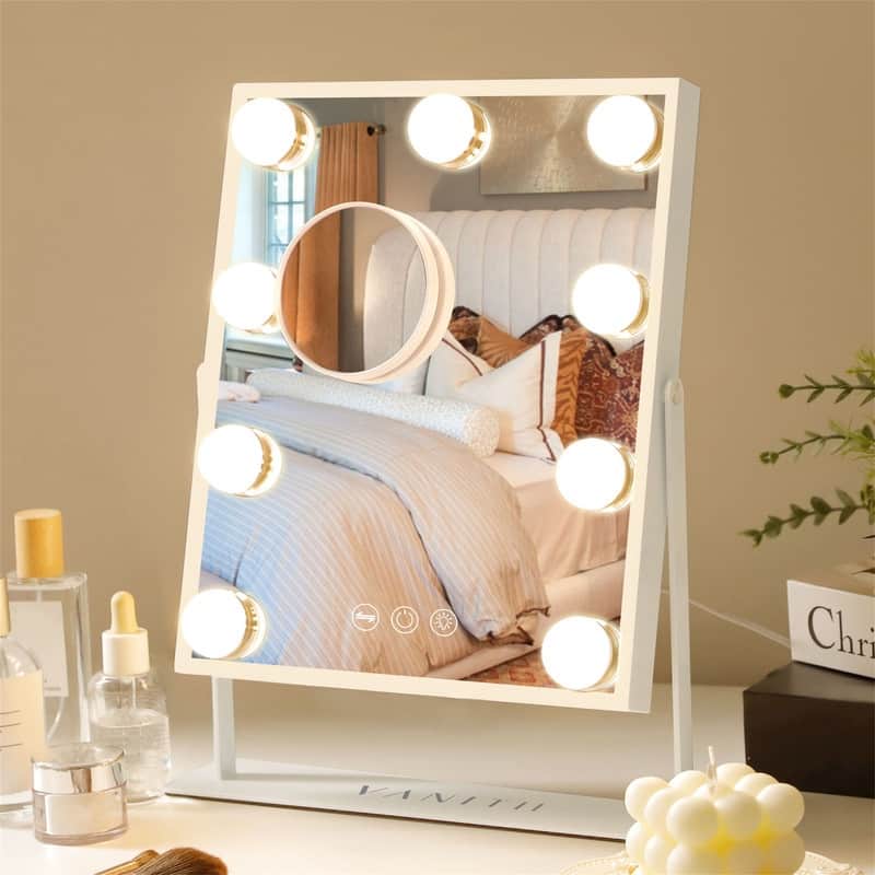 VANITII Hollywood Vanity Makeup Mirror 9 LED Bulbs 360 Rotation Smart Touch White