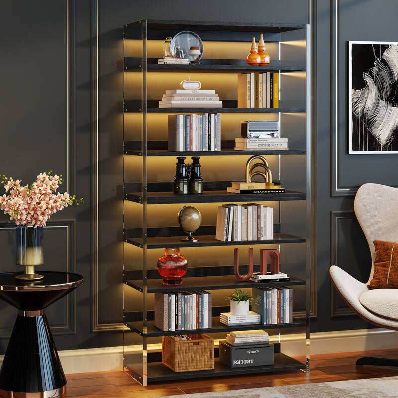 9-Tier Wood Shoe Storage Rack with Acrylic Side for Entryway