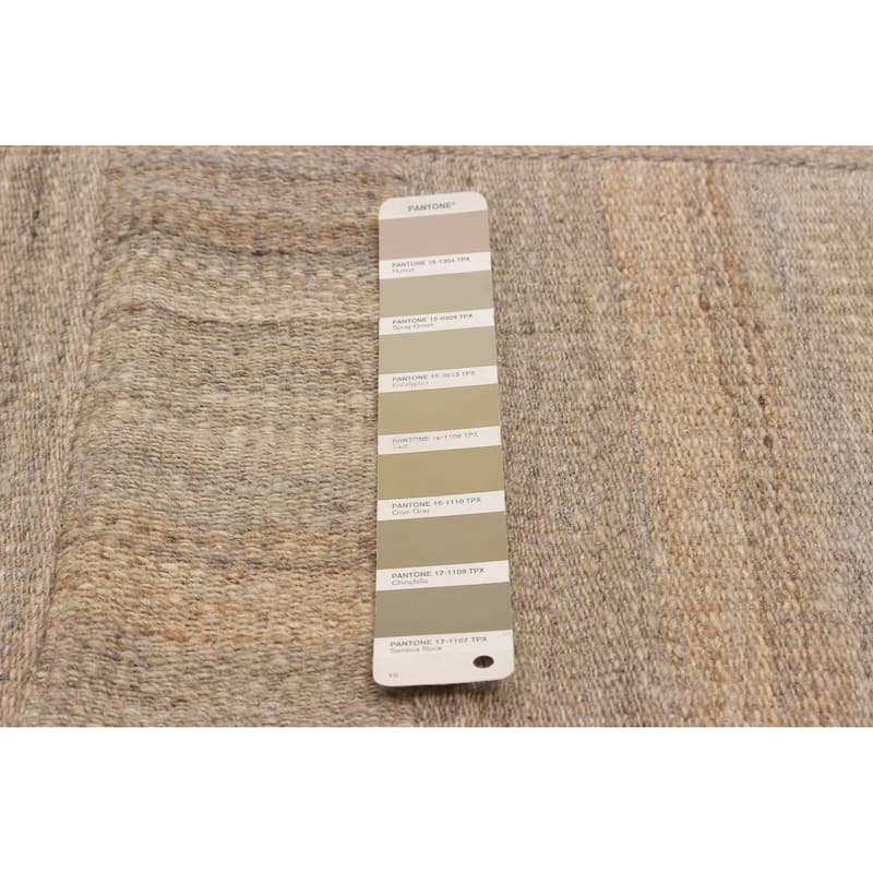 ECARPETGALLERY Flat-Weave Anatolia Patch Taupe Wool Kilim - 5'7 x 9'8
