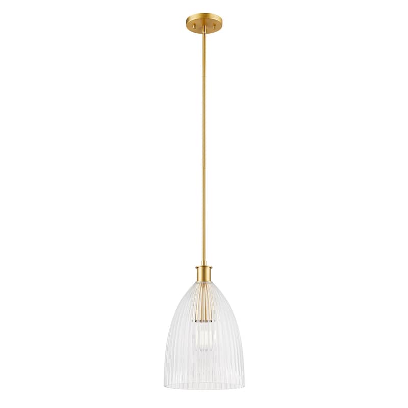 Bellevue SHP80153 10" Wide Mini Pendant with Clear Pleated Glass Shade