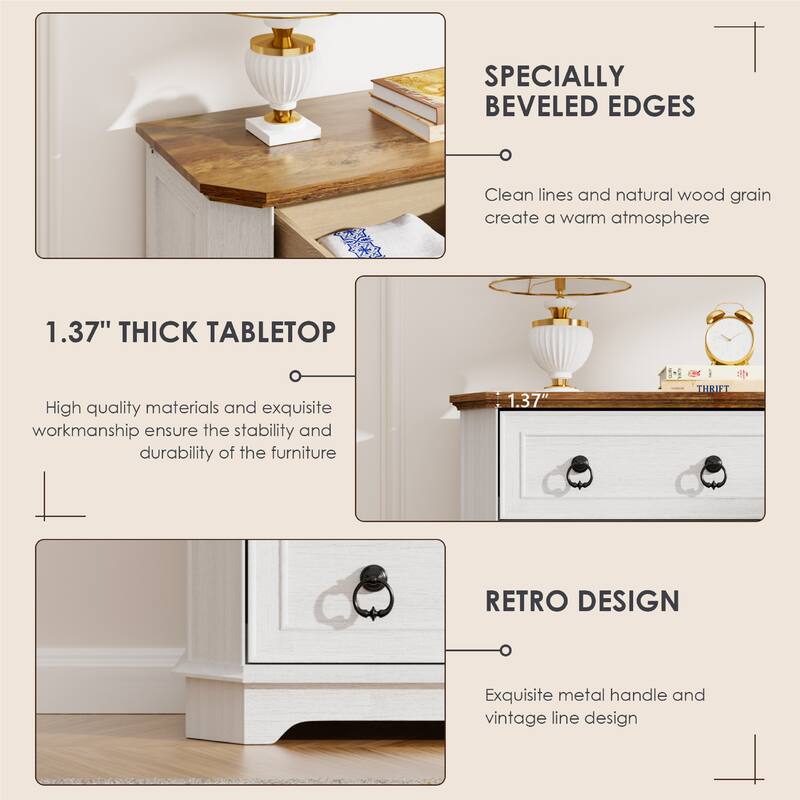 Farmhouse Wooden Dresser with Charging Station