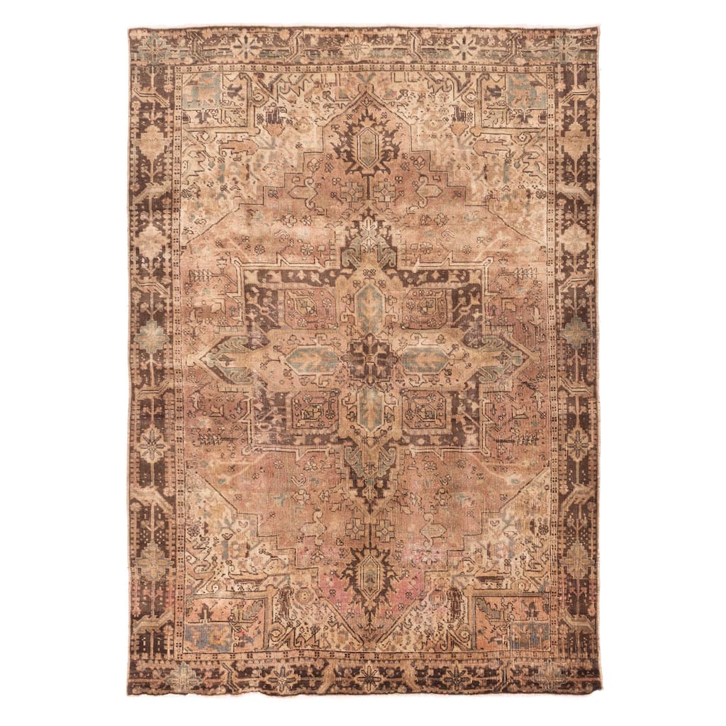 ECARPETGALLERY Hand-knotted Antalya Vintage Brown Wool Rug - 6'5 x 9'0