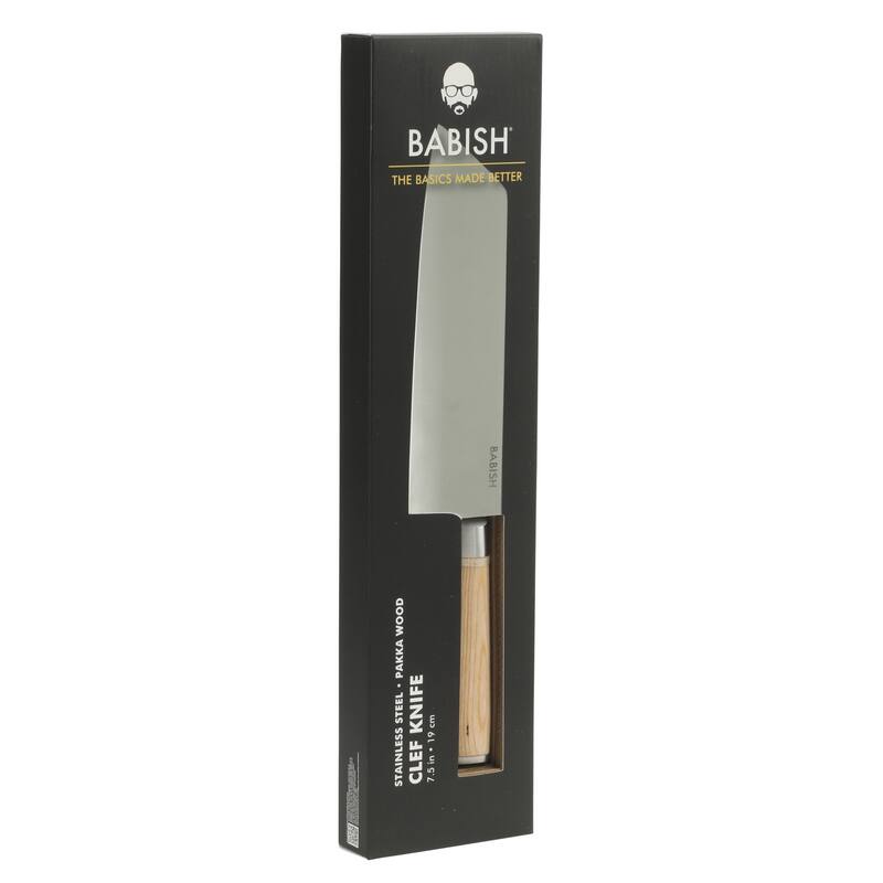 Babish High Carbon 1.4116 German Steel Full Tang 7.5-Inch Clef Knife Chef & Cleaver Hybrid for Chopping, Slicing & Prep