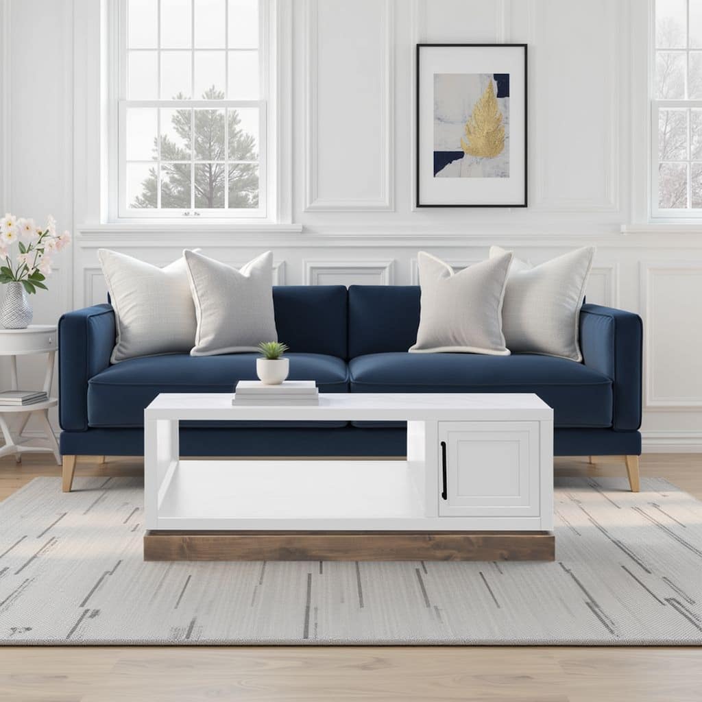 Bridgevine Home Nora 48 in. Farmhouse Coffee Table with Storage, Fully Assembled