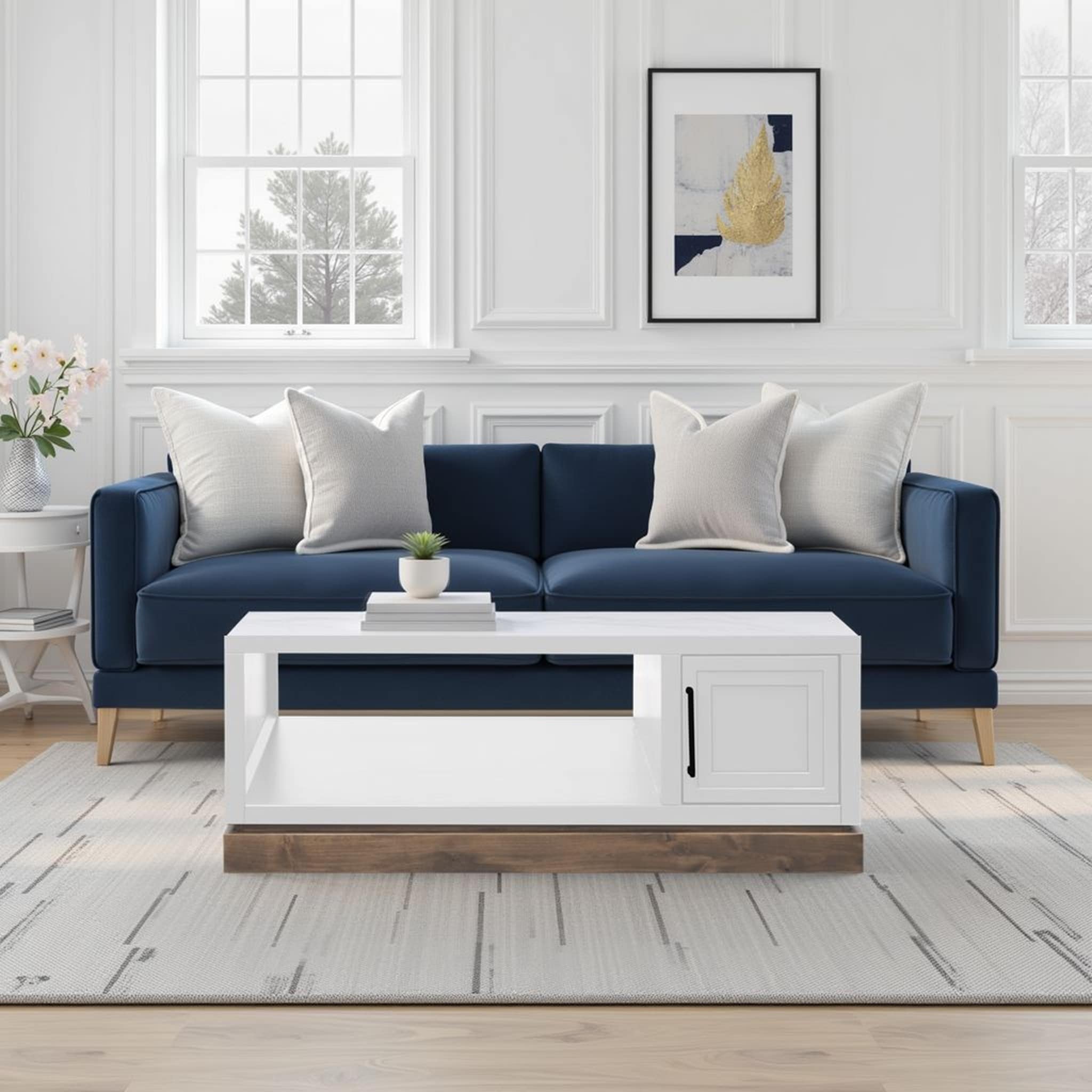 Bridgevine Home Nora 48 in. Farmhouse Coffee Table with Storage, Fully Assembled