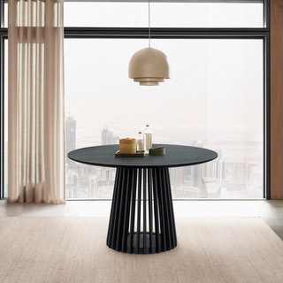 Pasadena 47 inch Solid Wood Round Dining Table with Slatted Pedestal ...
