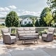preview thumbnail 93 of 101, Outdoor Sofa with 6-Inch Thick Cushions Furniture for Porch 4PCS Sofa w/ Swivel Chair Table - Brwon Wicker Beige Cushion