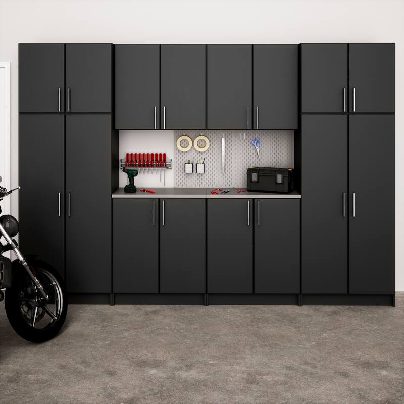 Prepac Elite Storage Cabinet Set G - 8 pc - 128 in. W x 89 in. H x 16 in. L - Black