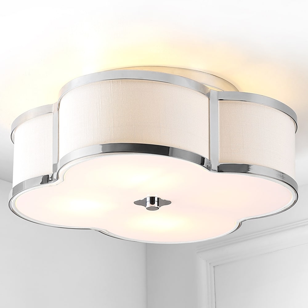 JONATHAN Y Frank Scalloped Shade Metal Classic Glam LED Flush Mount