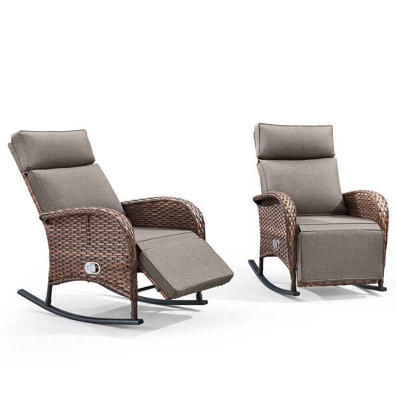 Pocassy Versatile Outdoor Recliner Rocker Chair with Side Table