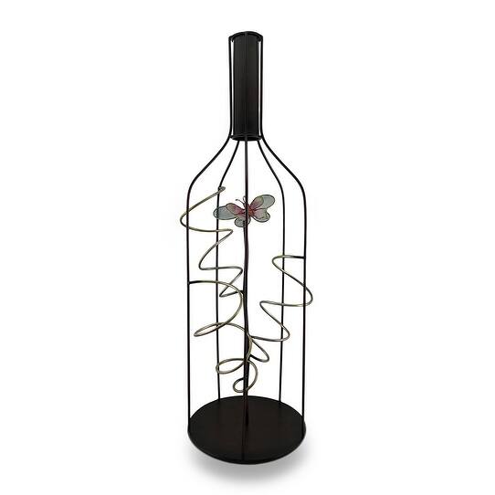 Shop Black Friday Deals On Wine Bottle Shaped Holder 3 Bottle Wine Display W Butterfly Accent Overstock 16752234