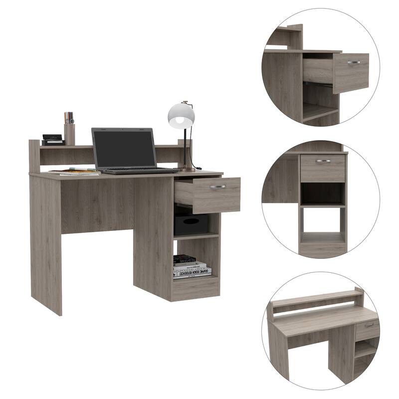 Writing Computer Desk , Multiple Shelves, One Drawer