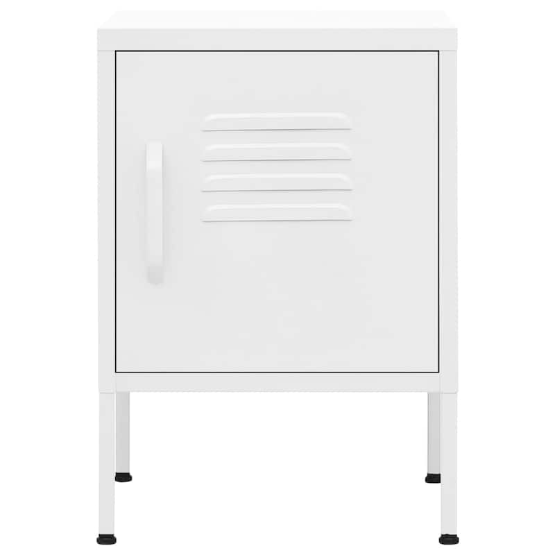 vidaXL Nightstand Set of 2 White Steel Small Nightstand Square