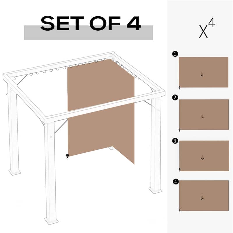 Outsunny 9.84' x 9.84' Gazebo Sidewall Set with Hooks/C-Rings, Brown
