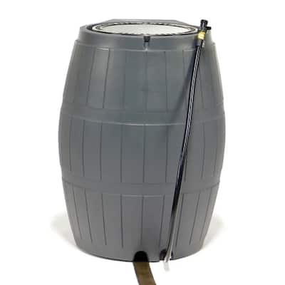 FCMP Outdoor RC4000 50 Gallon Outdoor Rain Water Catcher Barrel Container, Grey - 20