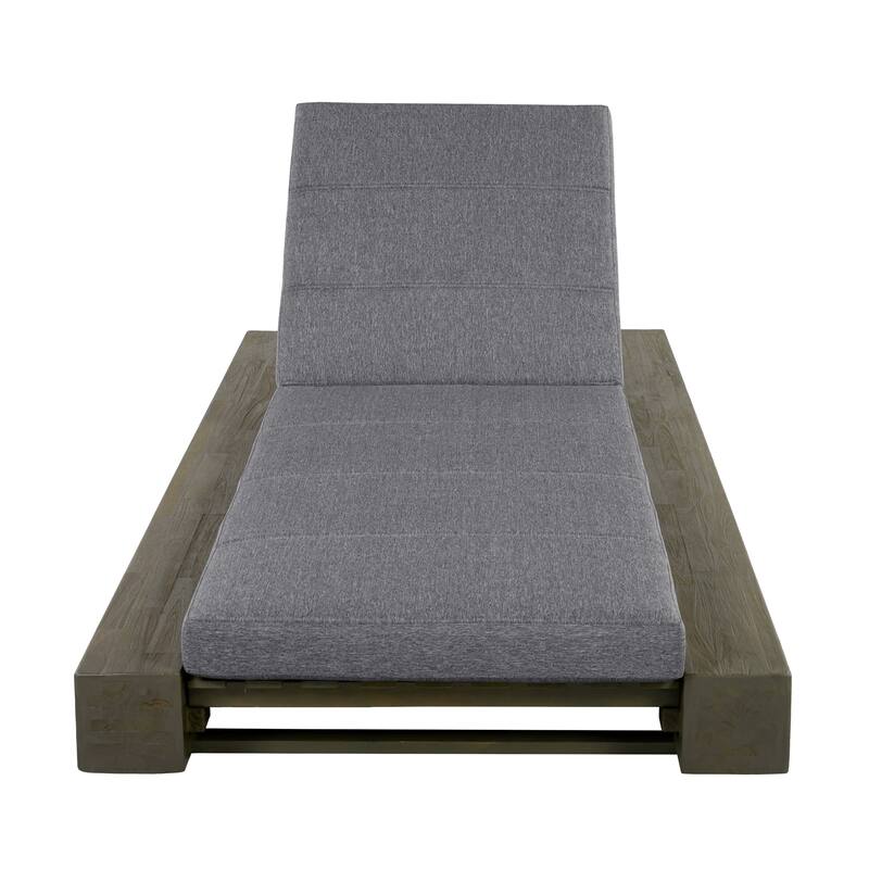 Christopher Knight Home - Amedea Outdoor Acacia Wood Chaise Lounge with Adjustable Backrest & Water-Resistant Cushion