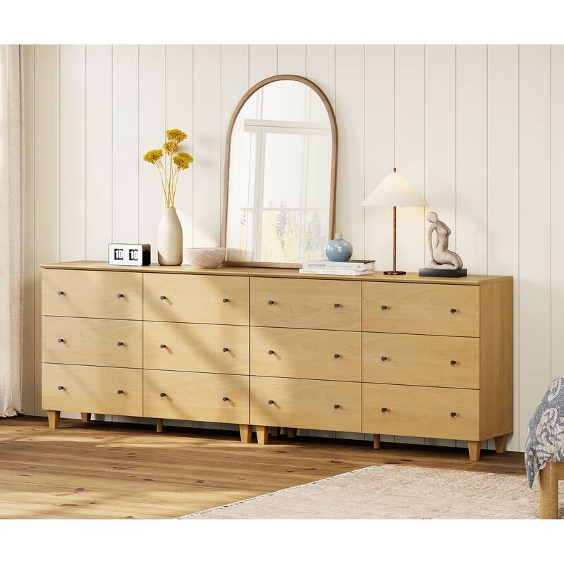 Wood Dresser with 6 Drawers for Bedroom, Closet, Nursery - Oak - 12-drawer