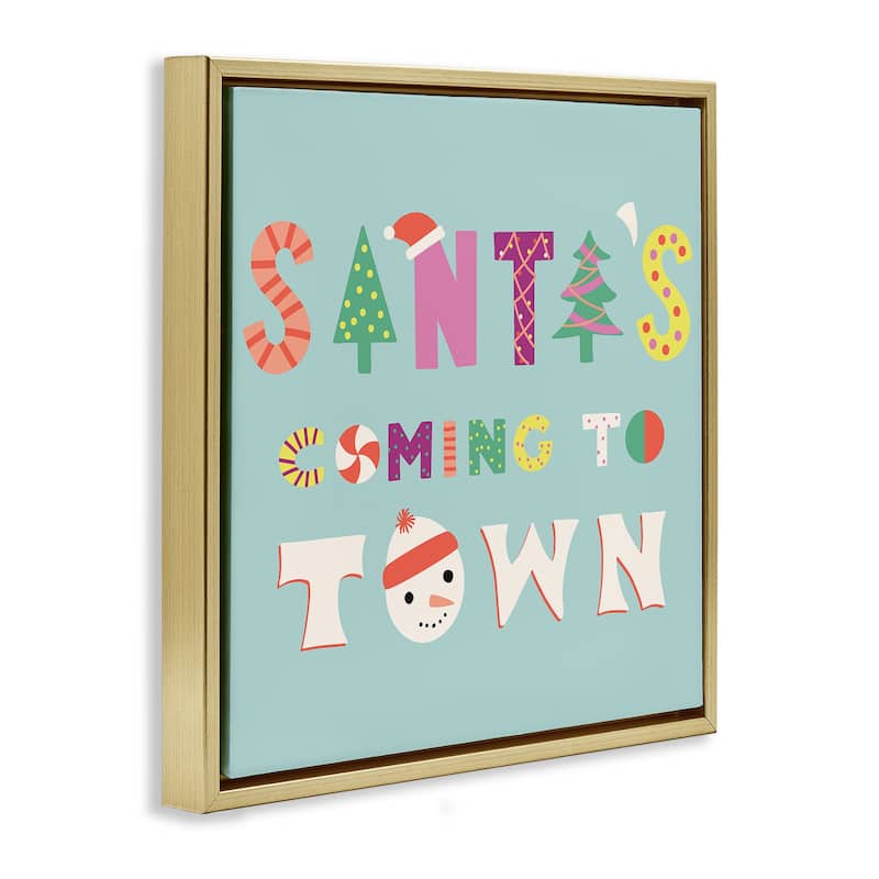 Stupell Whimsical Santa's Coming To Town Framed Floater Canvas Wall Art Design By Sazerelli Designs