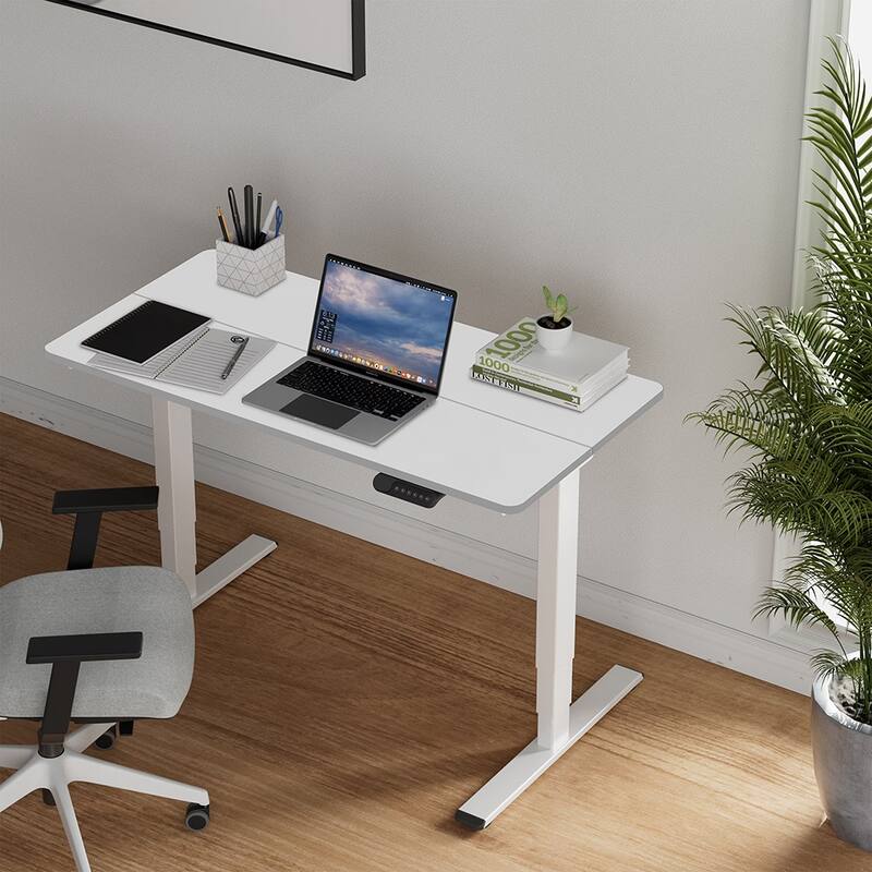 Electric Standing Desk, Dual Motor 3-Stage Leg Adjustable 55x28-inch - White