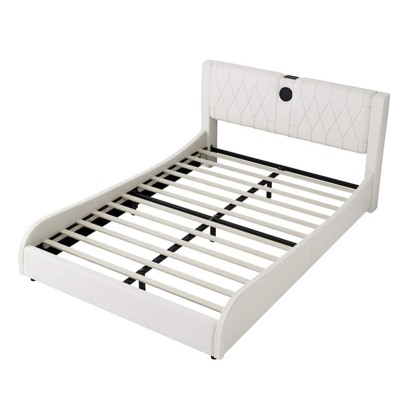 Queen Size Luxurious Faux Leather Upholstered Platform Bed