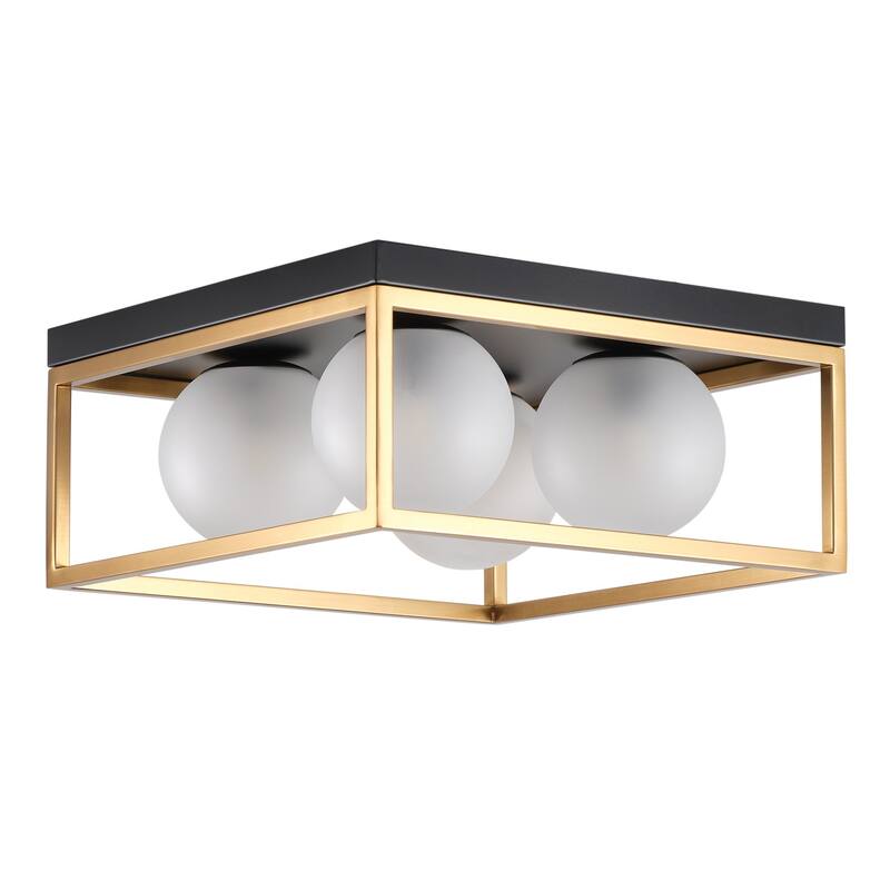 4-Lights Industrial Openwork Design Flush Mount Lighting - 14"D×14"W×6.5"H