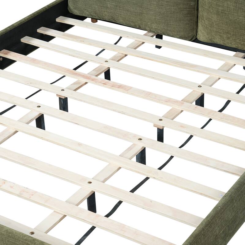 Christopher Knight Home - Charlotte Upholstered Platform Bed with Removable Pillow Headboard