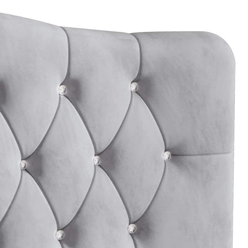 CraftPorch Velvet Button Tufted Curved Adjustable Headboard