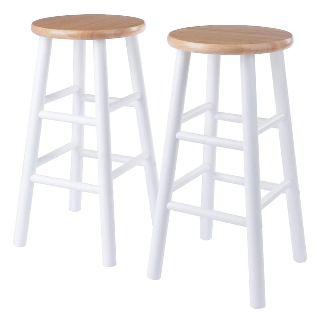 Set of 2 Natural Brown and White Transitional Counter Stools 24.25"