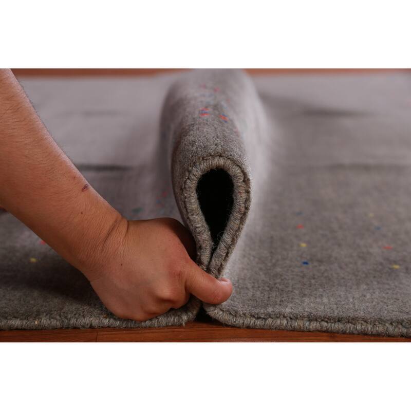 Hand Knotted Oriental 100% Wool Carpet Tribal Tribal Greys & Charcoal Gabbeh Area Rug - 9' 11'' X 8' 1''