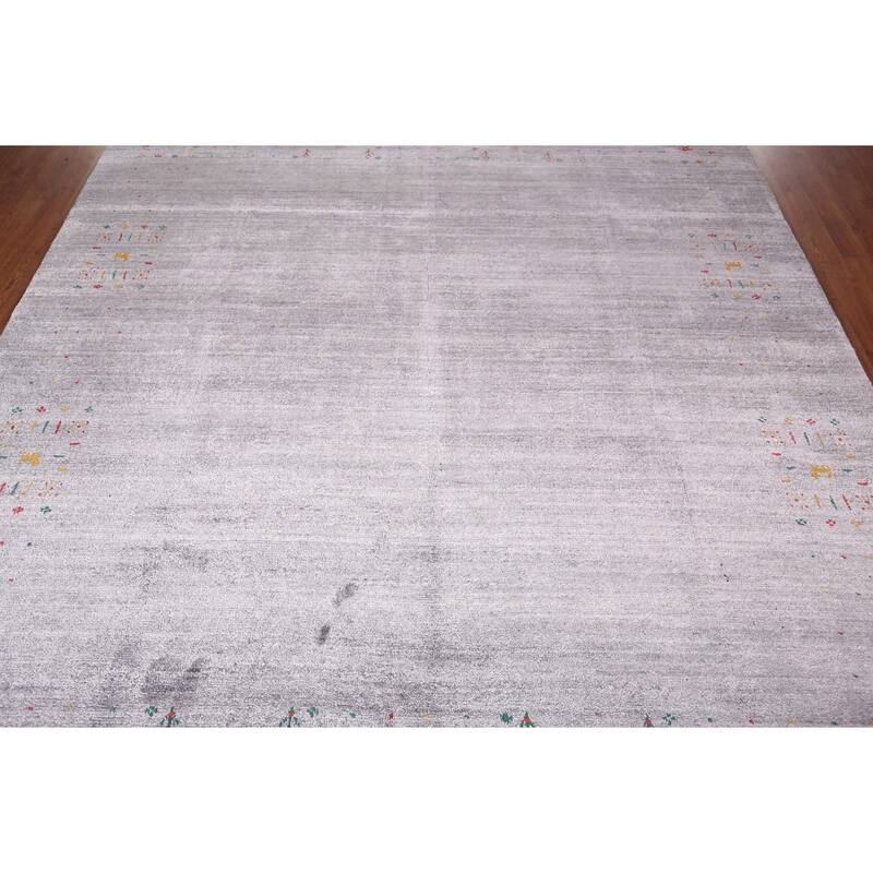 Tribal Gabbeh Indian Square Area Rug Silk Carpet - 7'9" X 8'2"