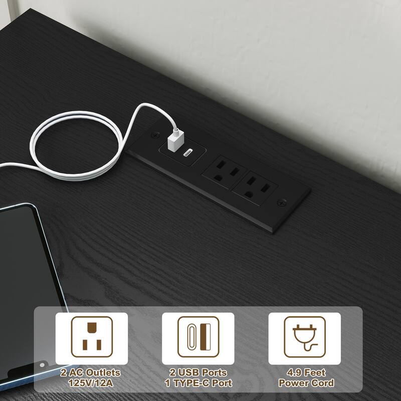 Nightstand with Built-in Charging Outlets, Minimal Assembly Needed