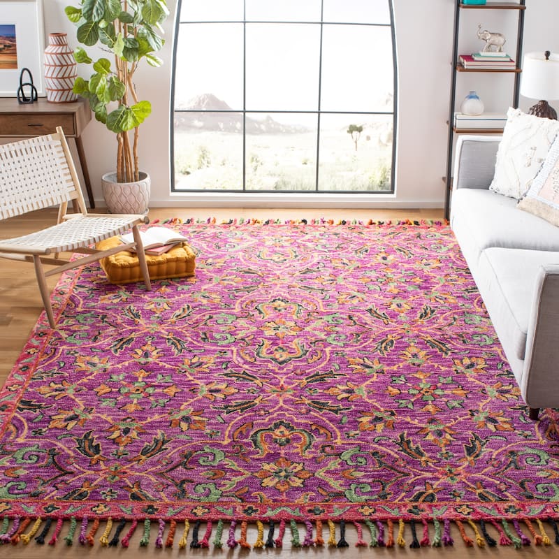 SAFAVIEH Handmade Blossom Sila Modern Floral Wool Rug - 8' x 10' - Purple/Multi