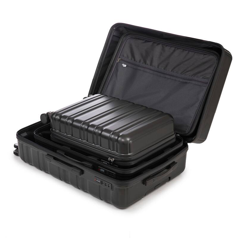 3 pcs/set in ABS Spinner Wheel Luggage, Carry on Suitcase, Matching Color, Combination Lock (Purple)