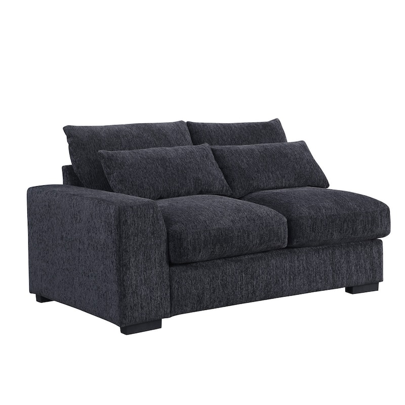 Modern Modular Sectional Sofa with Ottomans and Built-in Console, Cupholders