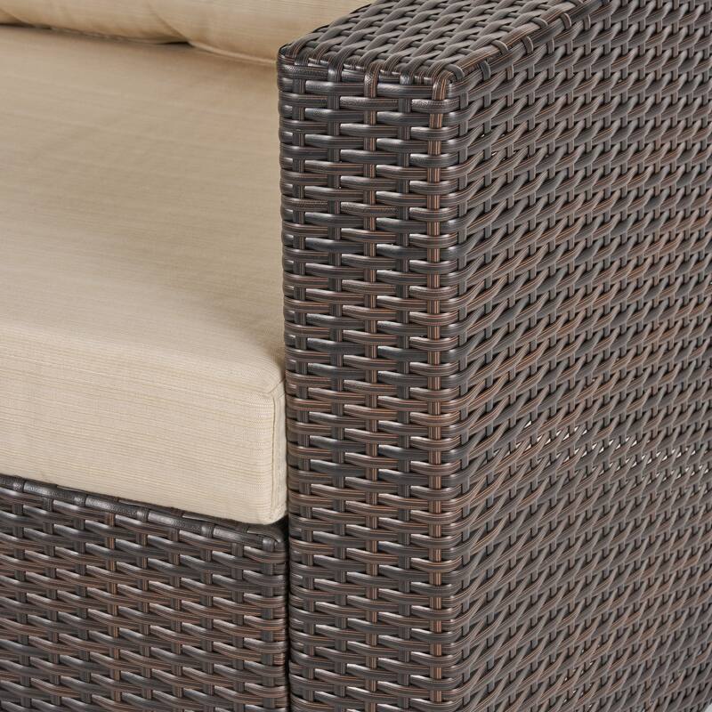 Roomfitters Outdoor Wicker Patio Chair, Modular Rattan Sectional with Cushions, Weather-Resistant Seating, Brown/Beige