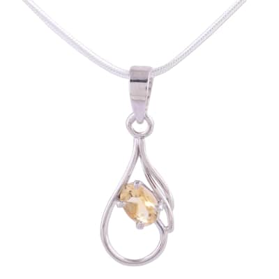 Handmade Sunny Dawn Citrine Sterling Silver Necklace (India)