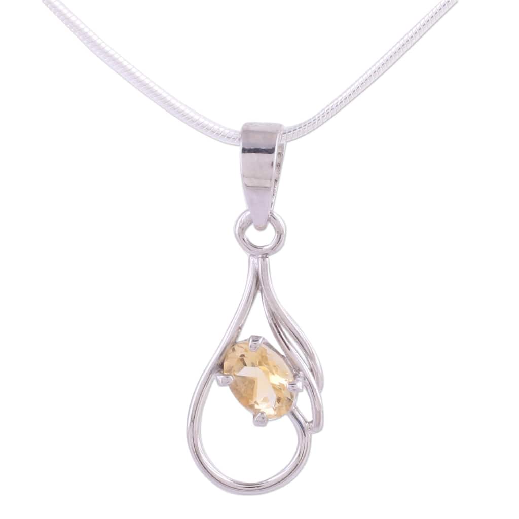 Handmade Sunny Dawn Citrine Sterling Silver Necklace (India)