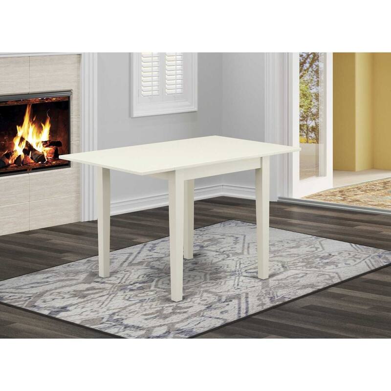 HomeStock 3-Pc Linen White Finish Rectangular Solid Wood Top Dining Table Set