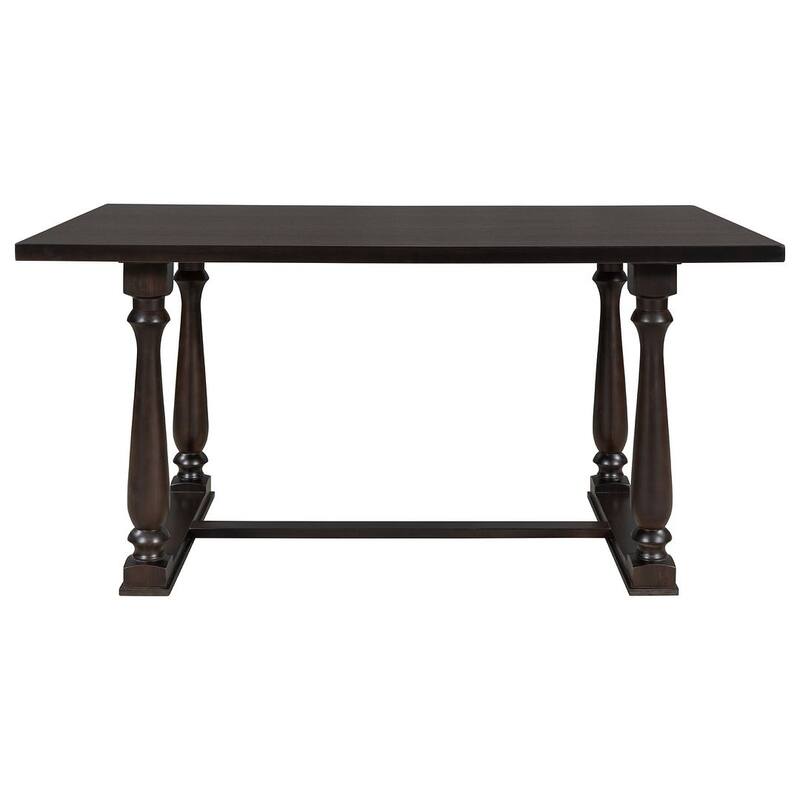 6 PCS Dining Table and Chair Set for 6-Foam-covered Seat Backs & Cushions