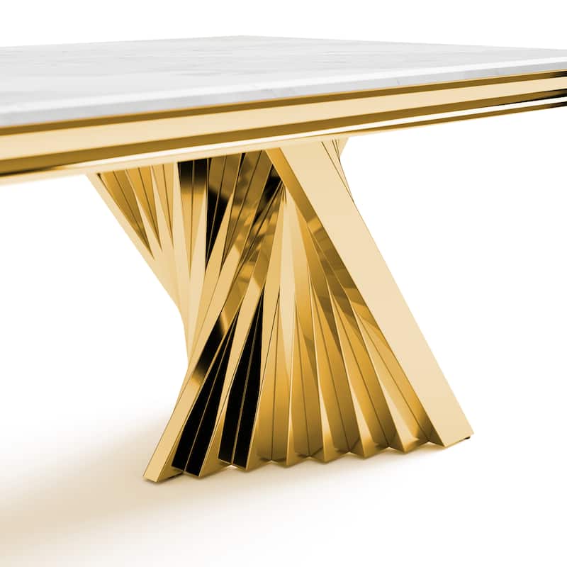 Furniture of America Thaddeus Glam 79-inch Sintered Stone Top Dining Table