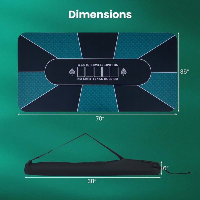 Gymax 70 x 35 Inch Poker Table Top w/Water-repellent Surface Anti-slip - Black & Green