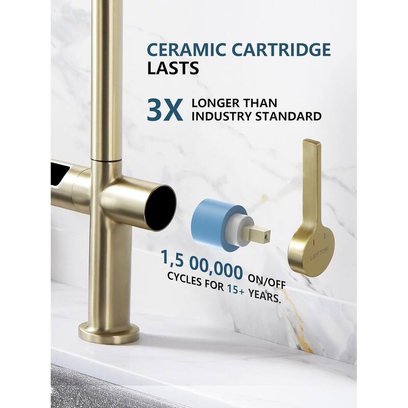 Lefton Touchless Pull-Out Kitchen Faucet, Hands Free Motion Sensor Activated, Battery-Free Temperature Display, KF2206