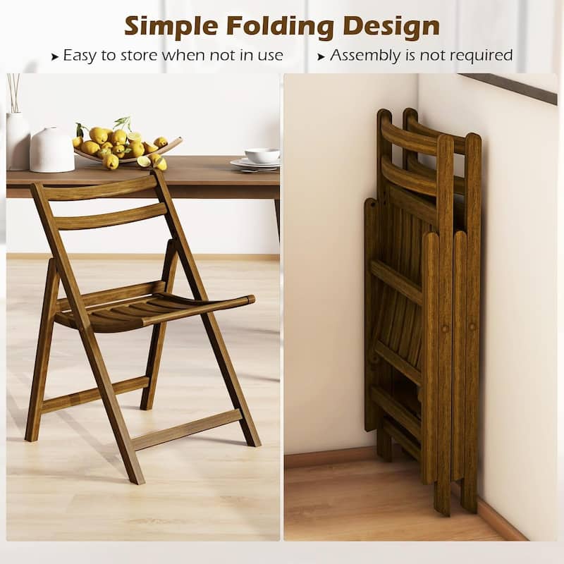 2/4PCS Kitchen Side Chairs w/Slatted Seat＆Curved Backrest
