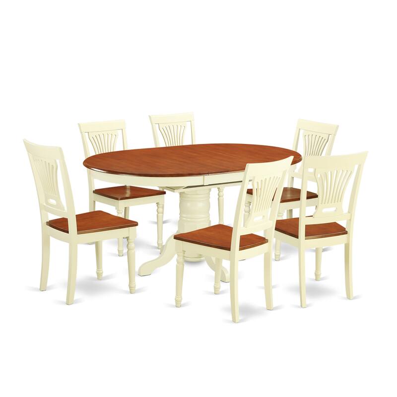 East West Furniture 7 Piece Dining Room Table Set- an Oval Kitchen Table and 6 Dining Chairs, Buttermilk & Cherry