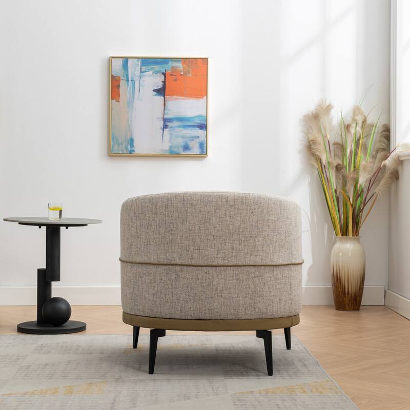 Modern Two-tone Barrel Fabric Upholstered Armchair for Living Room