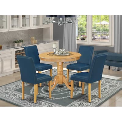 Round Dining Table Set for 4 - 36 Inch Kitchen Table with 4 Chairs - Modern Oak Finish